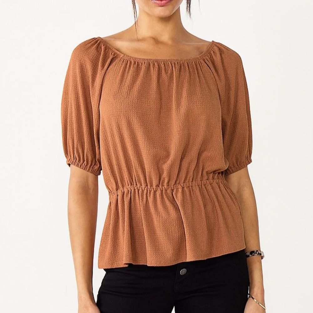 Nine West Balloon Sleeve Burnt Orange Shirt